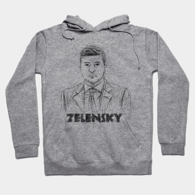 Zelenskyy scribble art. Hoodie by Rezall Revolution